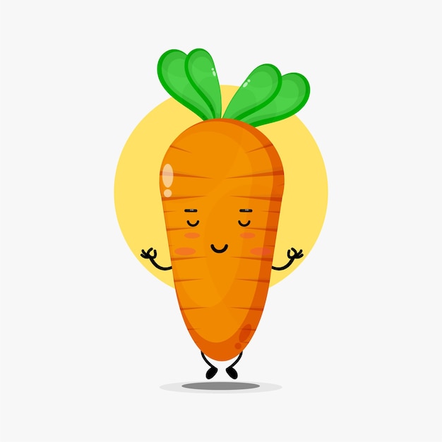 Cute carrot character meditating in yoga pose