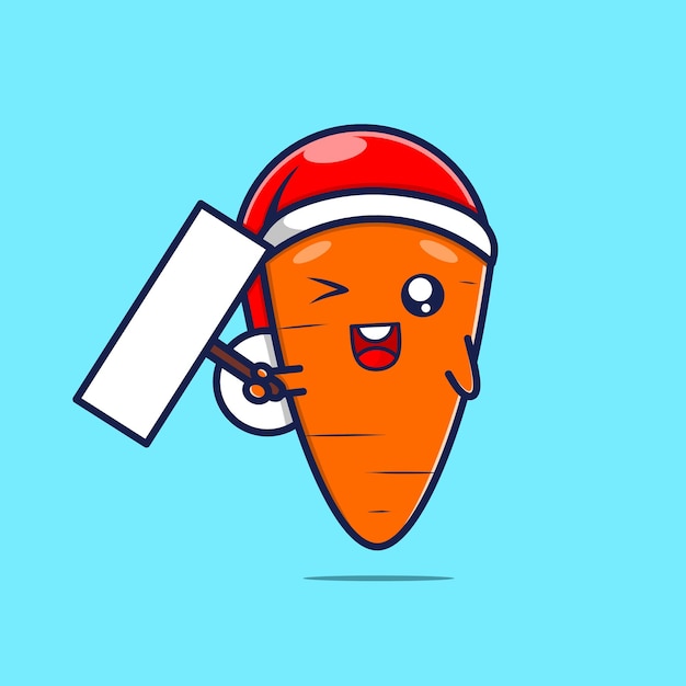 Cute carrot character with christmas hat