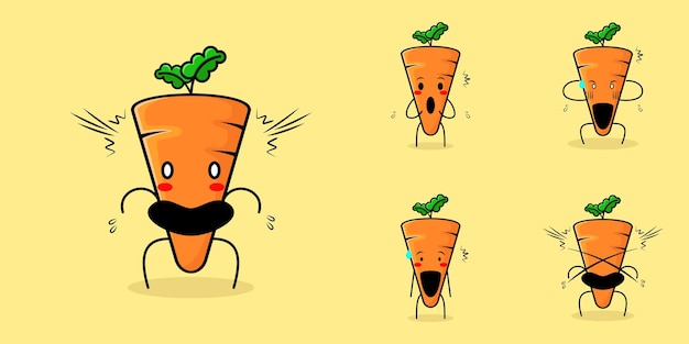 cute carrot character with shocked expression, mouth open and bulging eyes