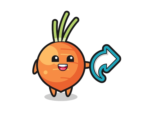 Cute carrot hold social media share symbol , cute style design for t shirt, sticker, logo element