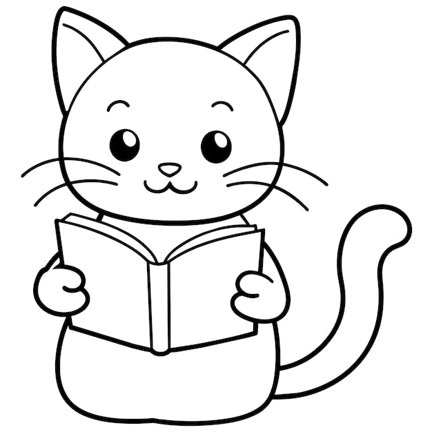 Vector cute carton cat vector coloring book illustration 22