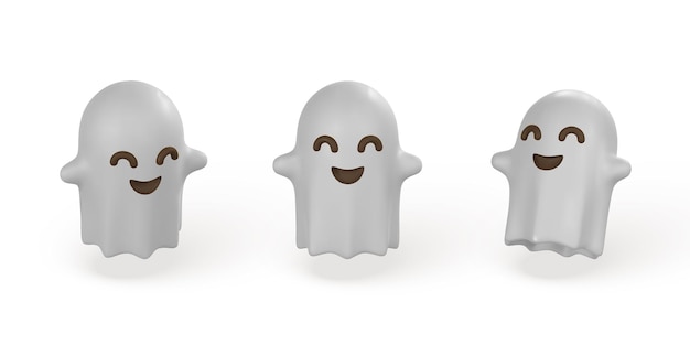 Cute cartoon 3d Halloween ghost Halloween concept Vector illustration