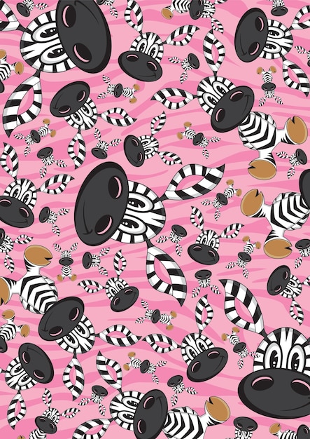 Cute Cartoon Adorable Zebra Pattern in Pink