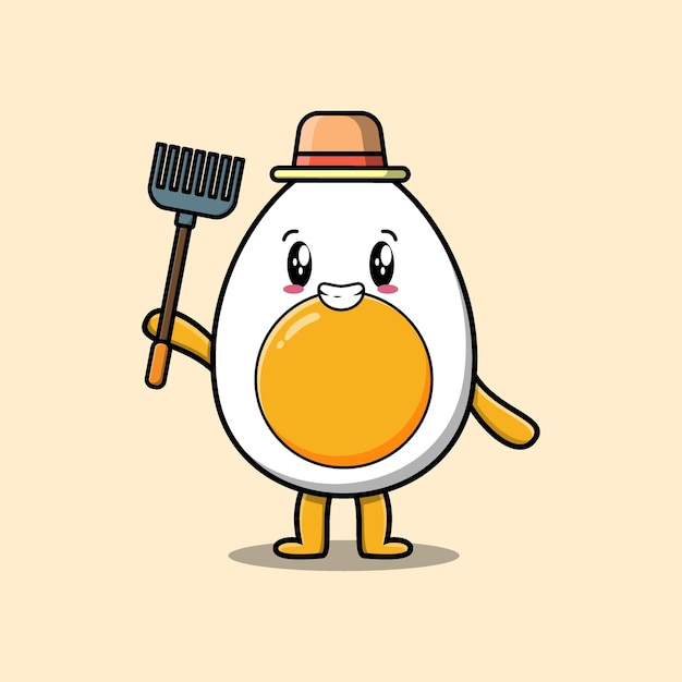 Cute cartoon Agricultural worker boiled egg