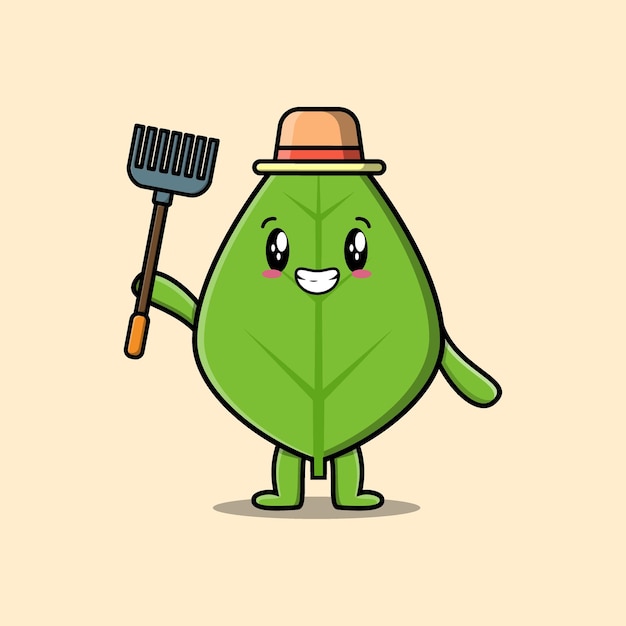 Cute cartoon Agricultural worker green leaf