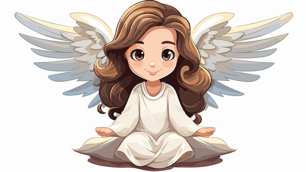 Cute Cartoon Angel Illustration with Heavenly Wings in Vector Art