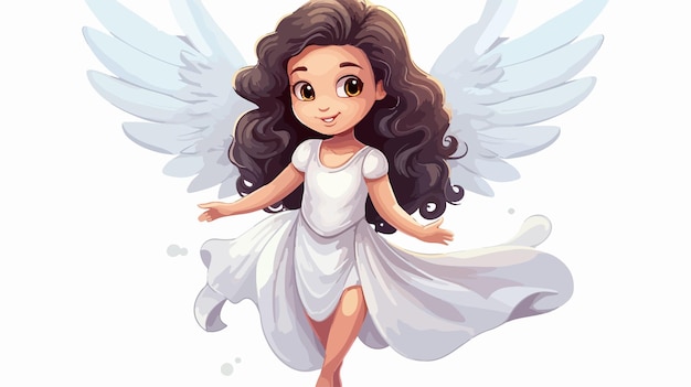 Cute Cartoon Angel Illustration with Heavenly Wings in Vector Art