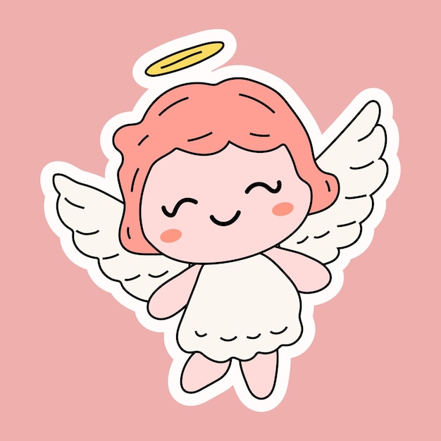 Cute cartoon angel Vector illustration for mascot logo or sticker