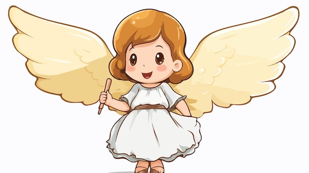 Cute Cartoon Angel with Speech Bubble Illustration