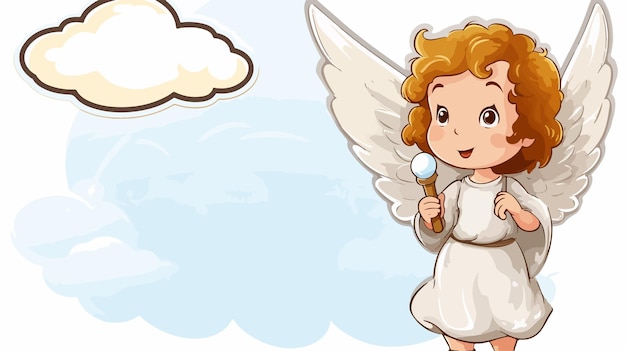 Cute Cartoon Angel with Speech Bubble Illustration