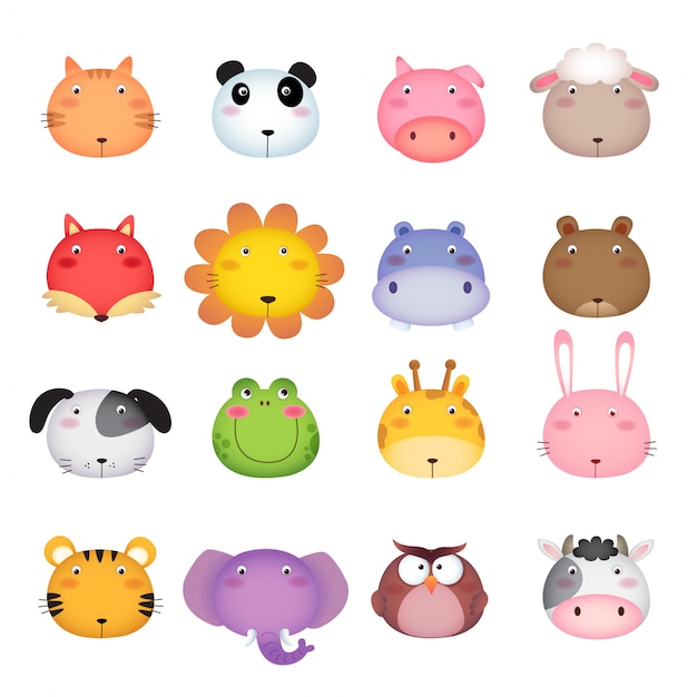 Cute cartoon animal head