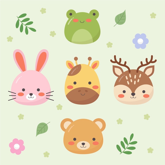 Cute cartoon animals set