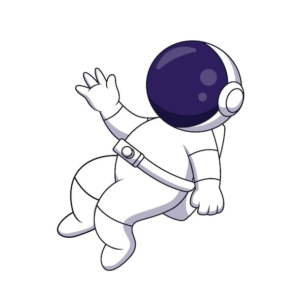 Cute cartoon astronaut flying in space. Vector illustration