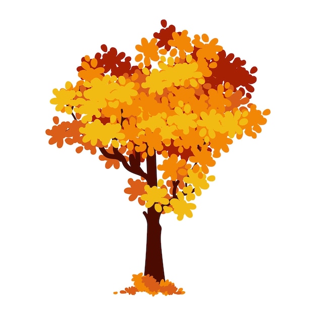 Cute cartoon autumn tree