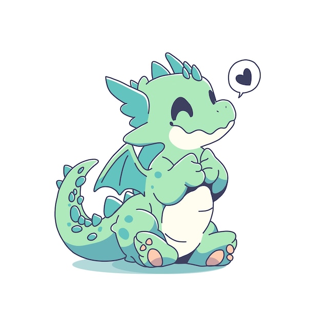 Cute Cartoon Baby Dragon Vector