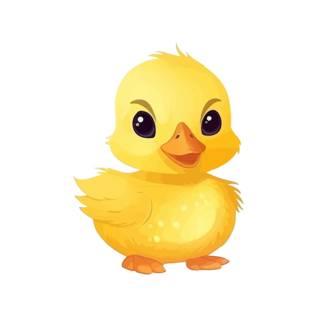 Cute cartoon baby duck watercolor illustration