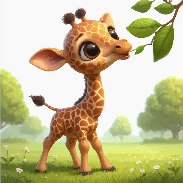 Cute cartoon baby giraffe