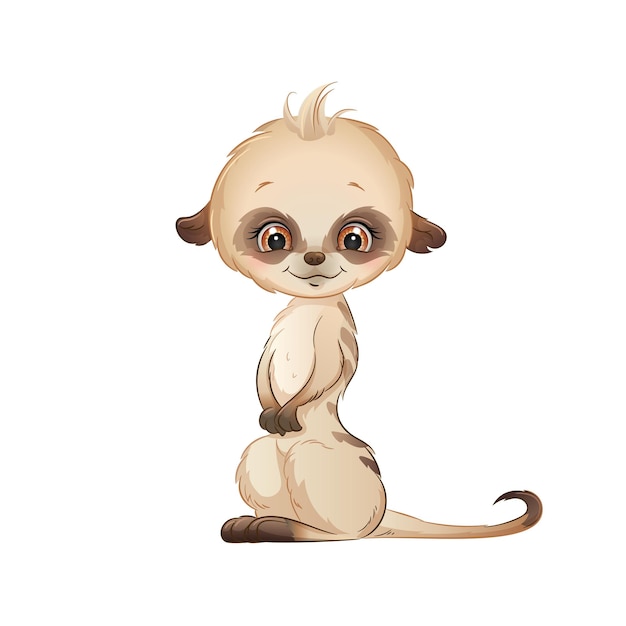 Cute cartoon baby meerkat vector illustration African animal isolated white background