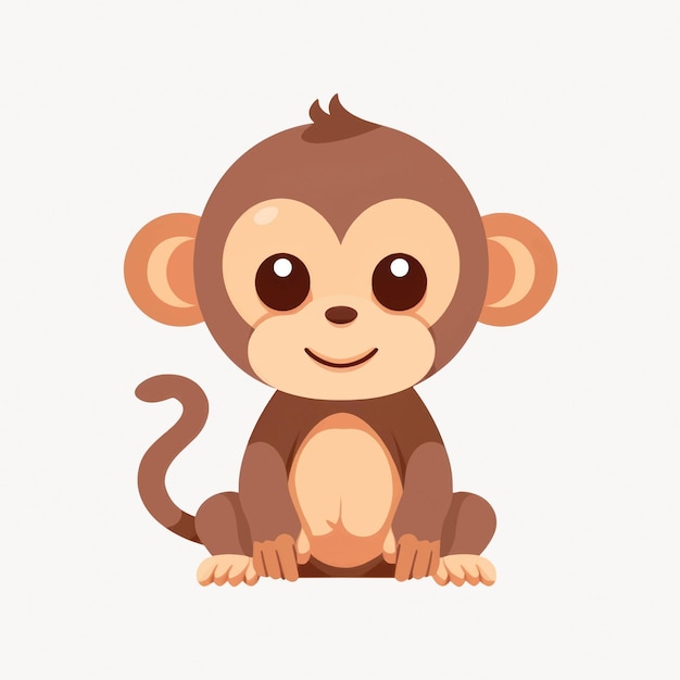 Vector cute cartoon baby monkey illustration