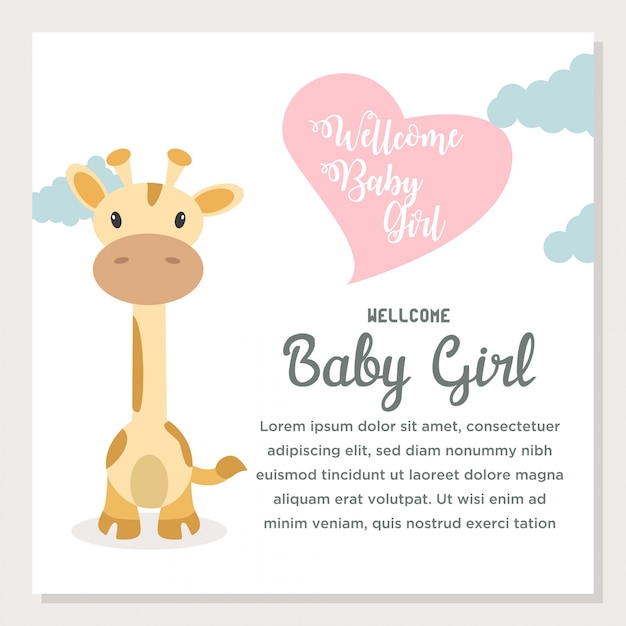 Cute cartoon baby shower and new born invitation card