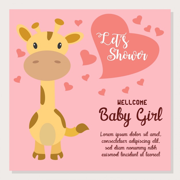 Cute cartoon baby shower and new born invitation card