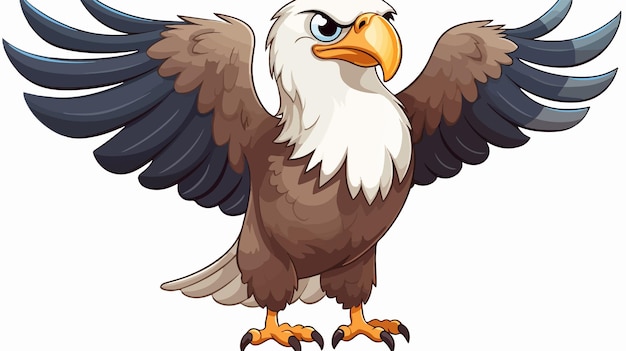 Vector cute cartoon bald or american eagle wildlife illustration