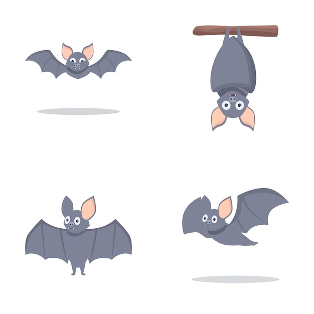 Vector cute cartoon bat collection vector illustration