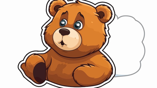 Cute Cartoon Bear with Thought Bubble Printed Sticker