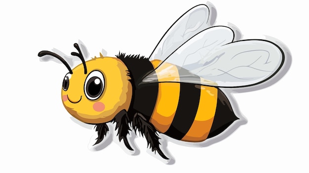 Vector cute cartoon bee sticker illustration