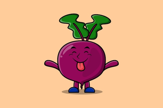 Cute cartoon Beetroot character with flashy expression in modern cute style illustration