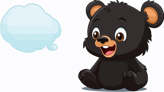 Vector cute cartoon black bear cub with speech bubble