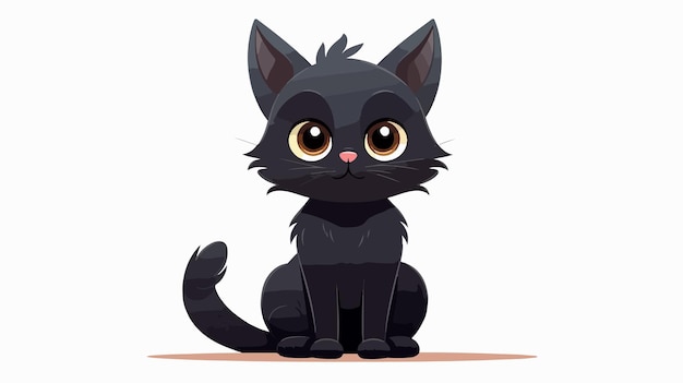 Cute Cartoon Black Cat Vector Illustration