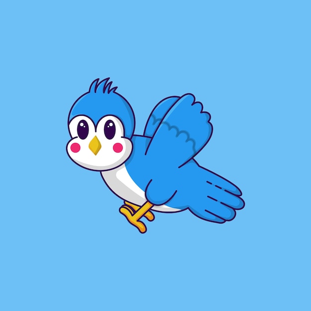 Cute cartoon blue bird