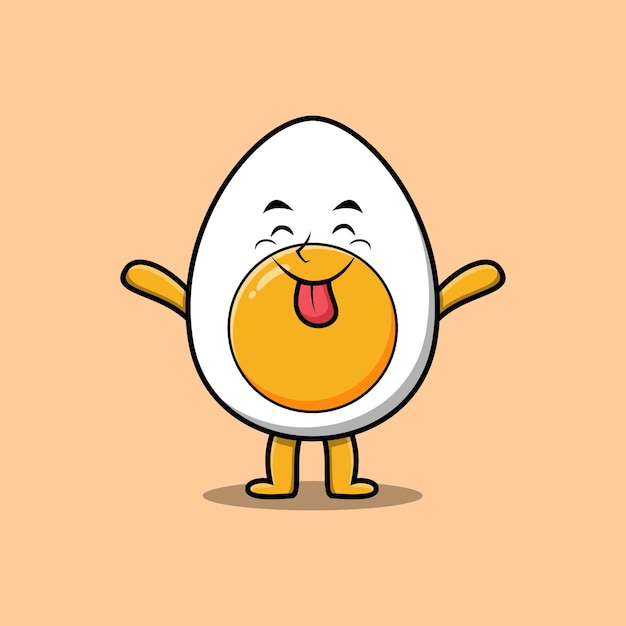 Cute cartoon boiled egg with flashy expression