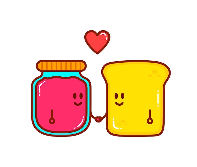 Cute cartoon bread and jam characters