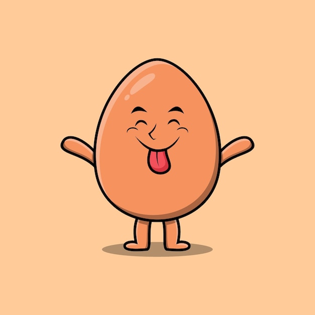 Cute cartoon brown cute egg character with flashy