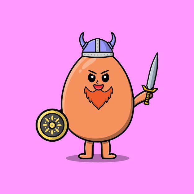 Cute cartoon Brown cute egg viking pirate