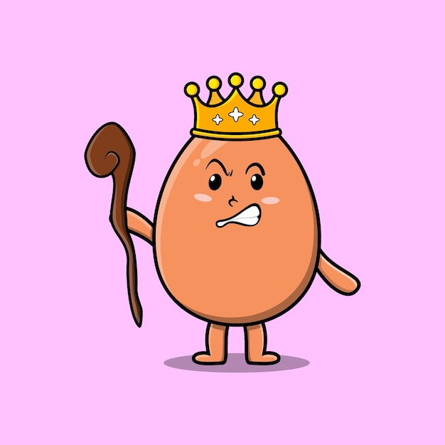 Cute cartoon brown egg wise king with golden crown