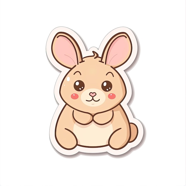 Vector cute cartoon bunny with pink cheeks and big ears vector art