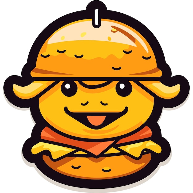 Vector cute cartoon burger mascot with a big smile and a delicious looking bun