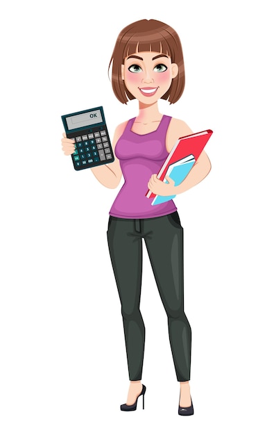 Cute cartoon businesswoman in casual clothes