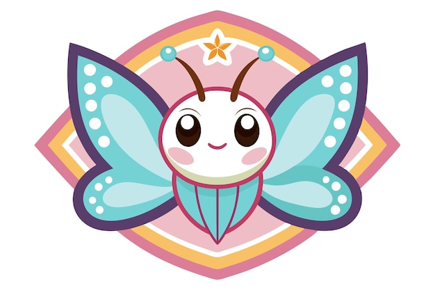 Cute Cartoon Butterfly with Colorful Wings and Star