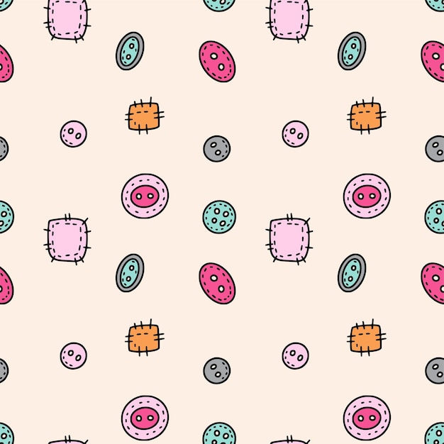 Cute cartoon buttons seamless pattern