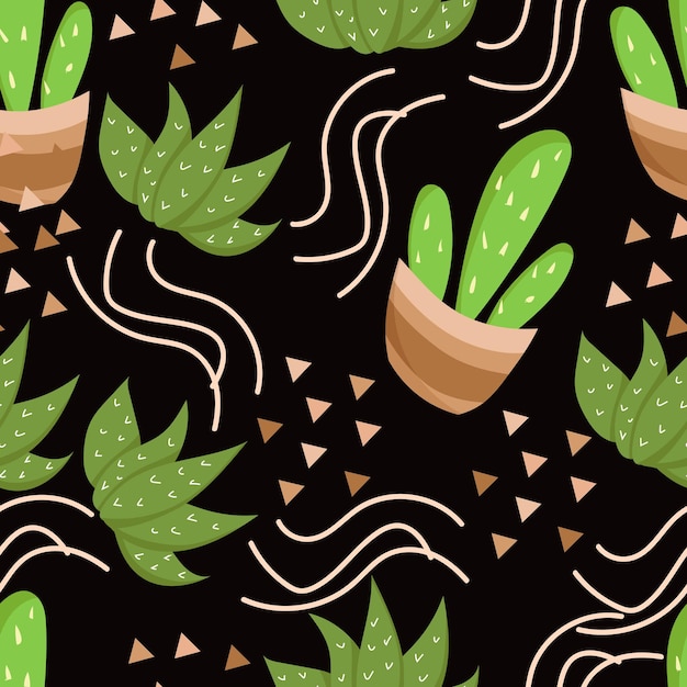 cute cartoon cactus seamless pattern