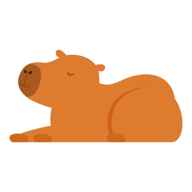 Vector cute cartoon capybara lying down relaxing