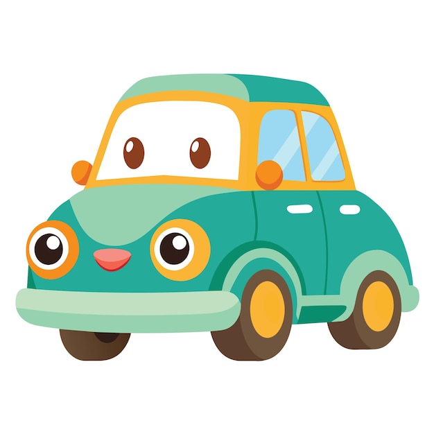 Cute Cartoon Car illustration Isolated On White Background