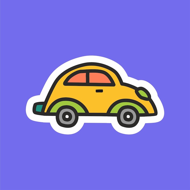 Cute cartoon car sticker. Cartoon sticker car transportation