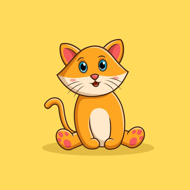 Cute cartoon cat am sitting vector illustration