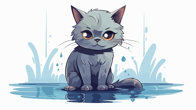 Cute Cartoon Cat Sitting Illustration for Design Projects