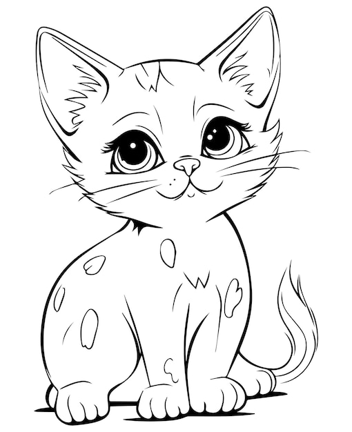 Cute Cartoon Cat vector Illustration Cat Coloring page for kids and adults cat vector logo tshir